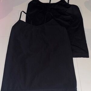 Black Spaghetti Strap Stretch Tank Tops